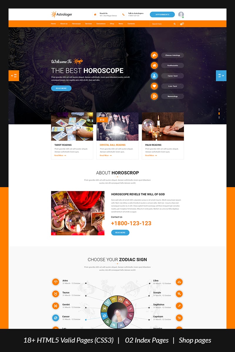Astrologer - Astrology and Numerology HTML №67635