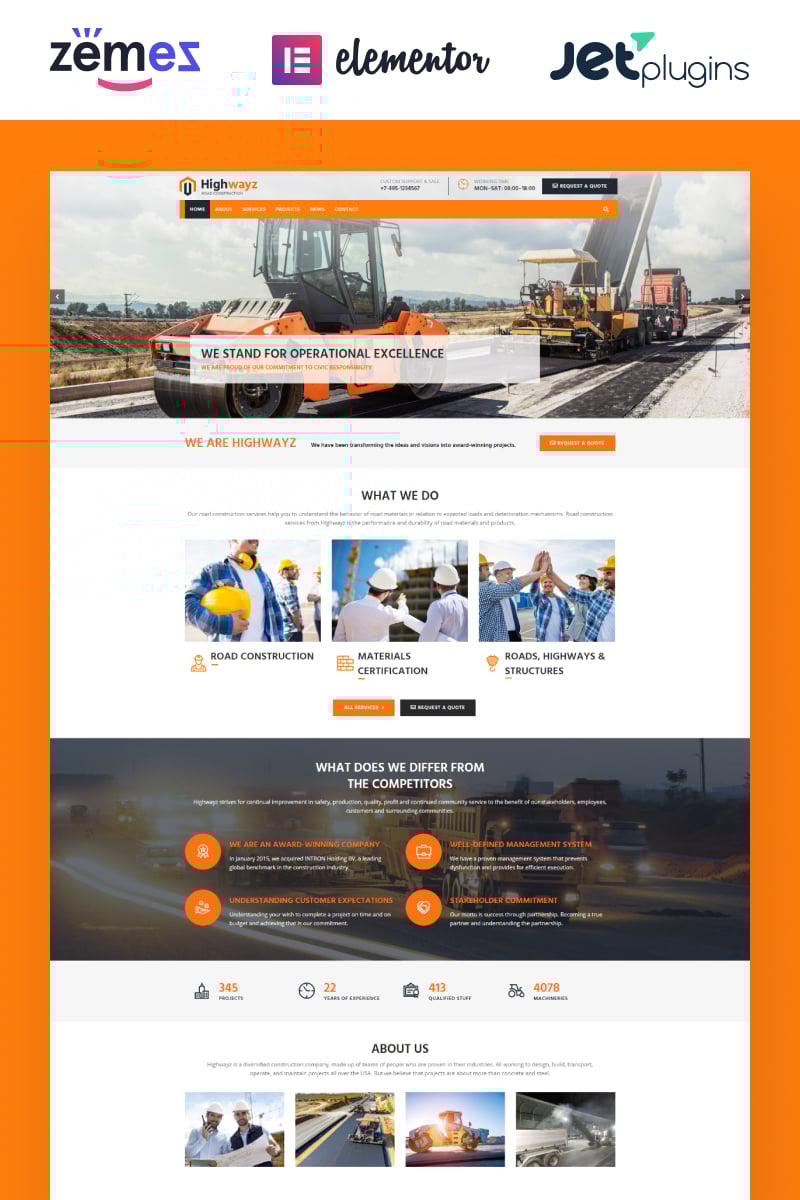 Highwayz - Road Construction WordPress Theme