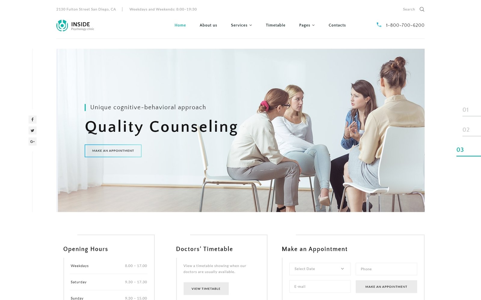 Website Vorlage namens "Inside - Psychology Clinic Multipage HTML5" #67685