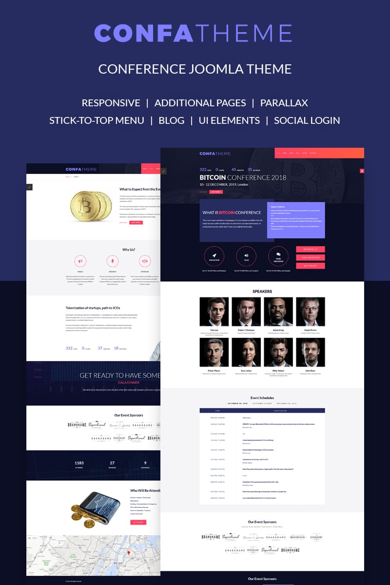 Joomla Vorlage namens "ConfaTheme - Stylish Conference" #67743 - Screenshot