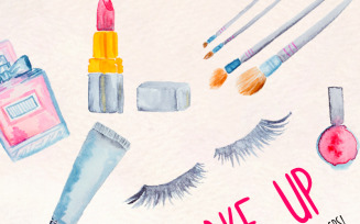 31 Make up and Cosmetics Watercolor Kit - Illustration