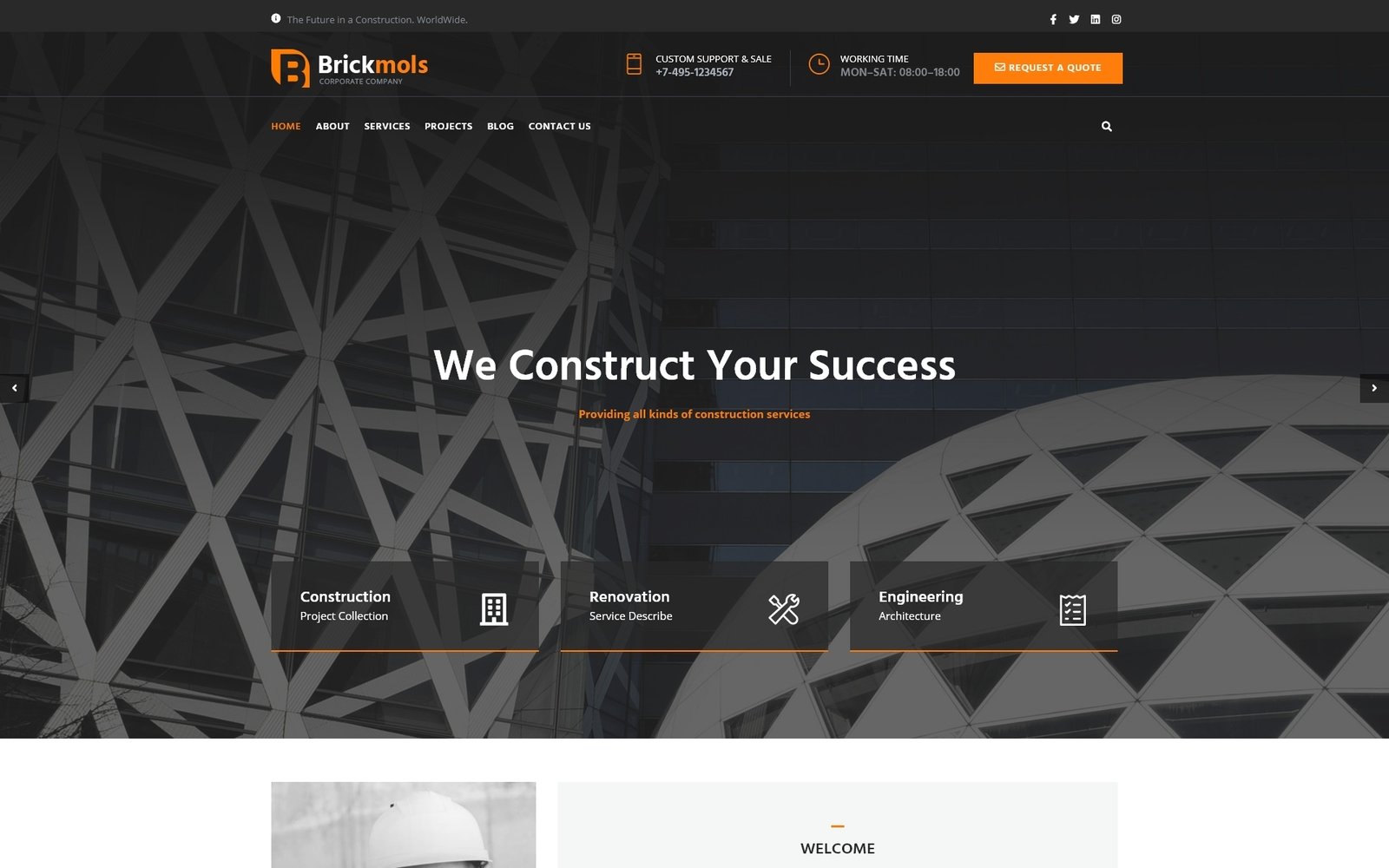Responsywny motyw WordPress Brickmols - Responsive Construction & Architecture Company #67752