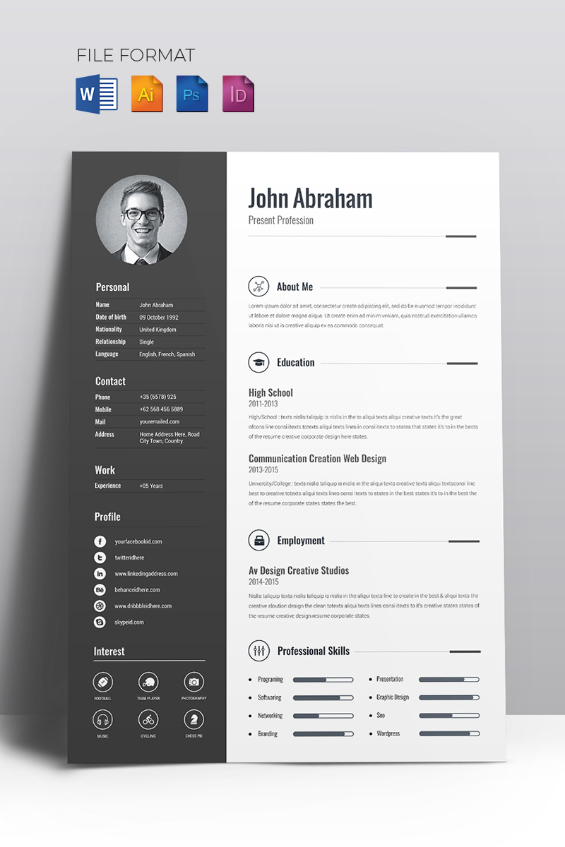 Template CV #67714 per Un Sito di Grafica