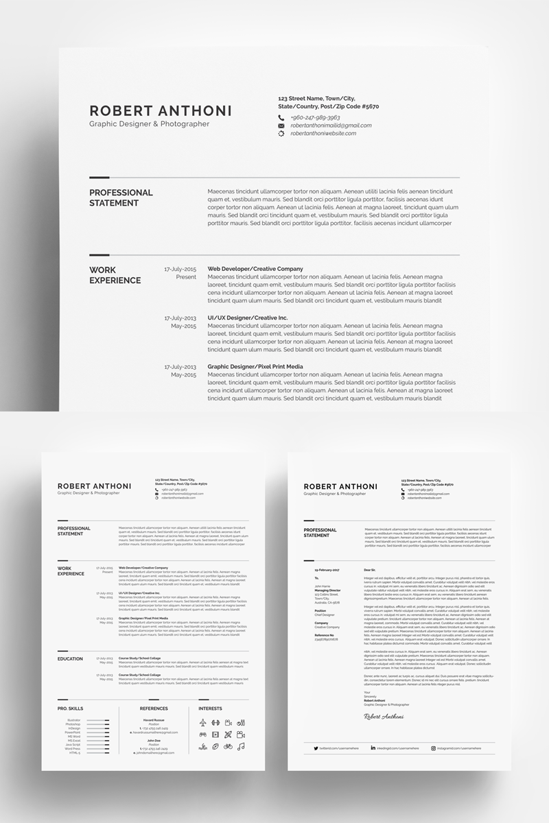 Clean Resume - Designer/Developer/Photographer Resume Template