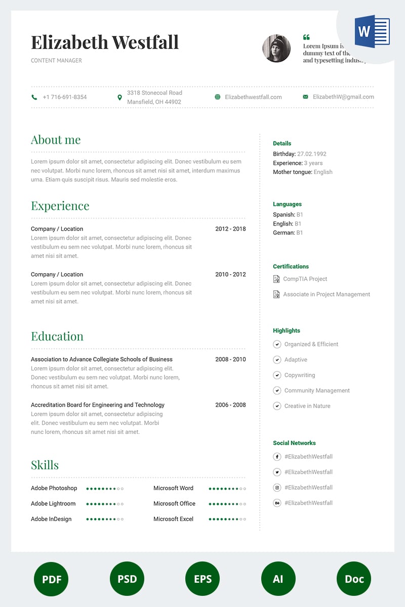 elizabeth westfall content manager resume template web content manager resumes