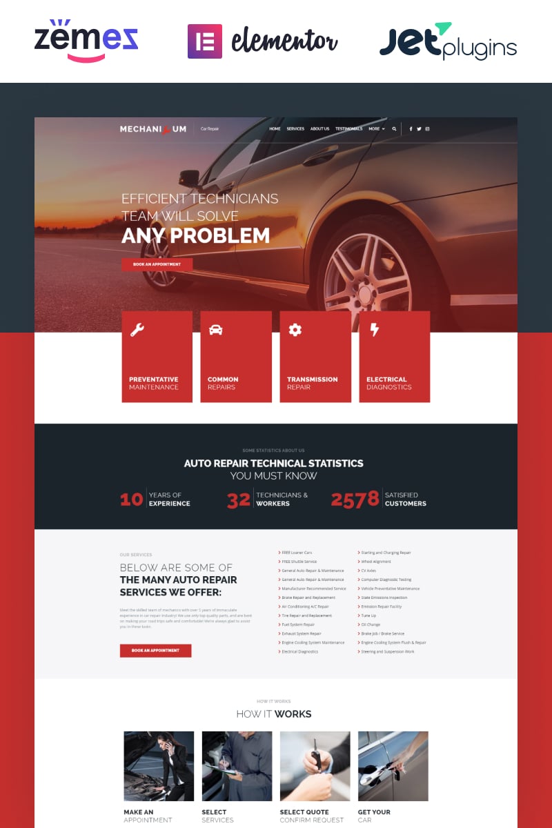 Modello WordPress Responsive #67865 "Mechanicum - Car Repair Elementor"
