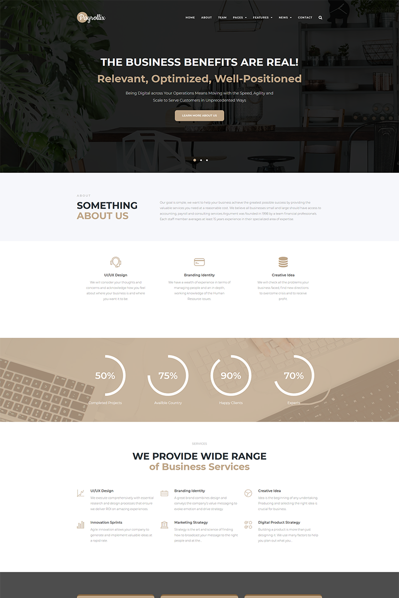 "Payrollix - Internet Business Accounting" Responsive WordPress thema №67822