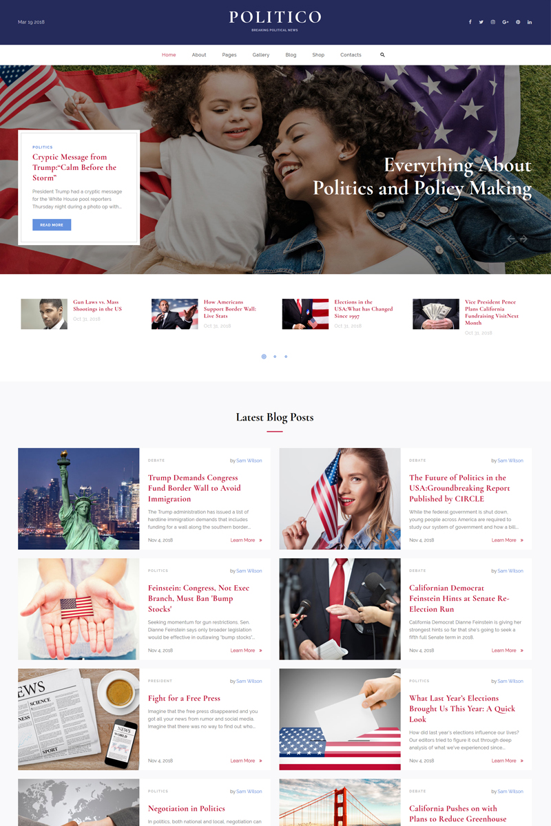 "Politico - Political Magazine Multipage HTML5" modèle web adaptatif #67813 - screenshot