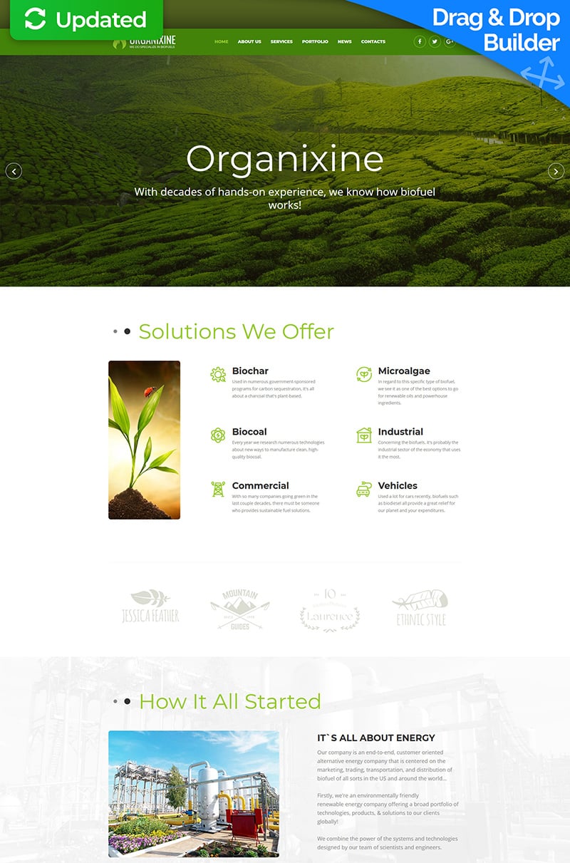 Plantilla Moto CMS 3 "Organixine - Green Energy" #67998