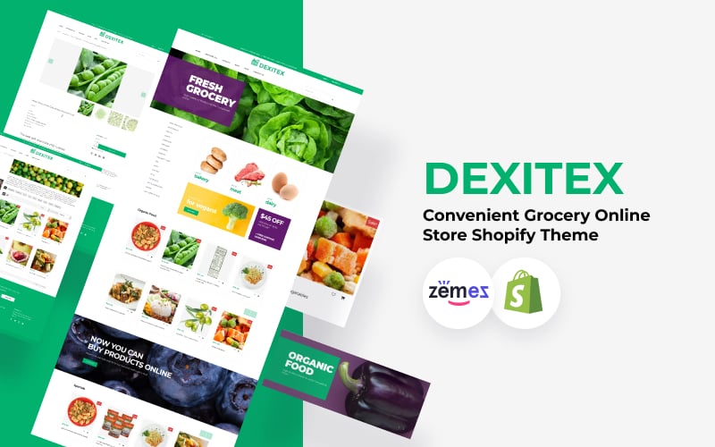 Reszponzív Dexitex - Convenient Grocery Online Store Shopify sablon 67907