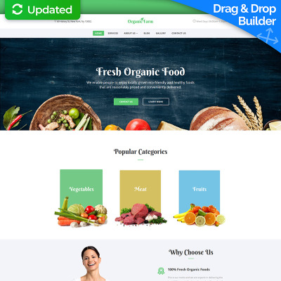 Template Moto CMS 3 Responsive #67975 "Organic Farm - Food & Drink" #67975