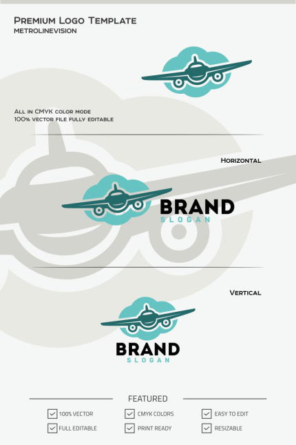 Template #68070 Air Airplane Webdesign Template - Logo template Preview