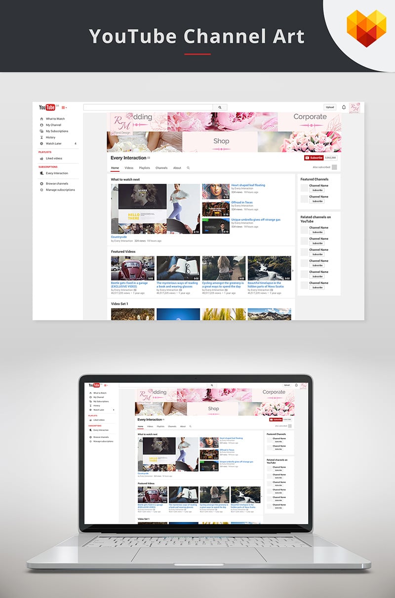 YouTube Cover Template for Floral Designer Sosyal Medya #68035 - Ekran resmi