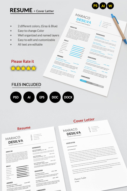 Template #68141 Cv Resume Webdesign Template - Logo template Preview