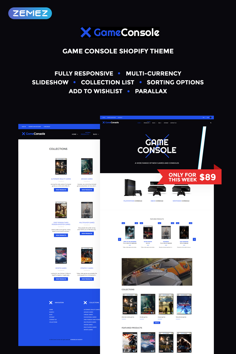 "Game Console - Bright Gaming" - адаптивний Shopify шаблон №68118 - скріншот