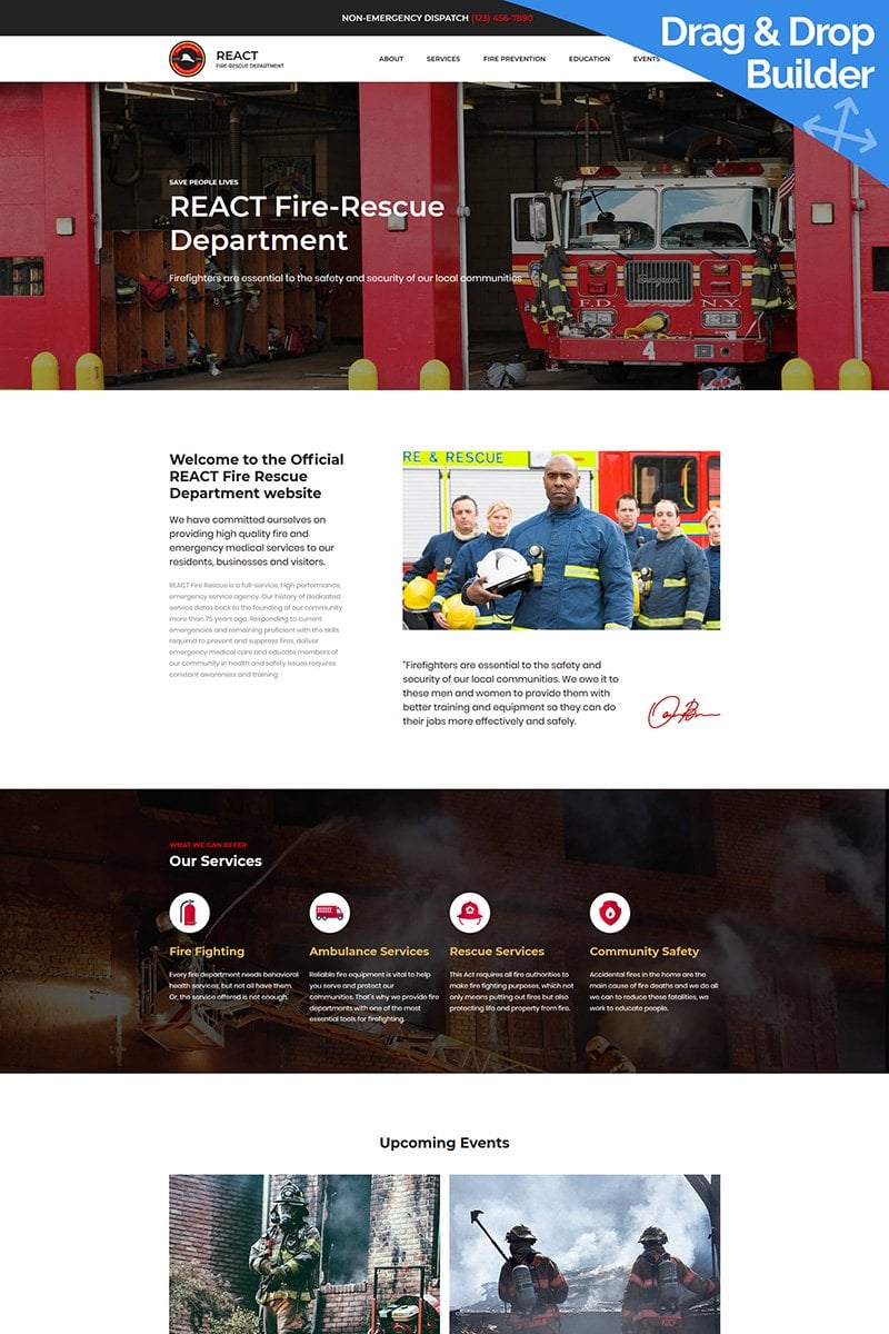 Modello Moto CMS 3 Responsive #68195 "Fire Department Premium"