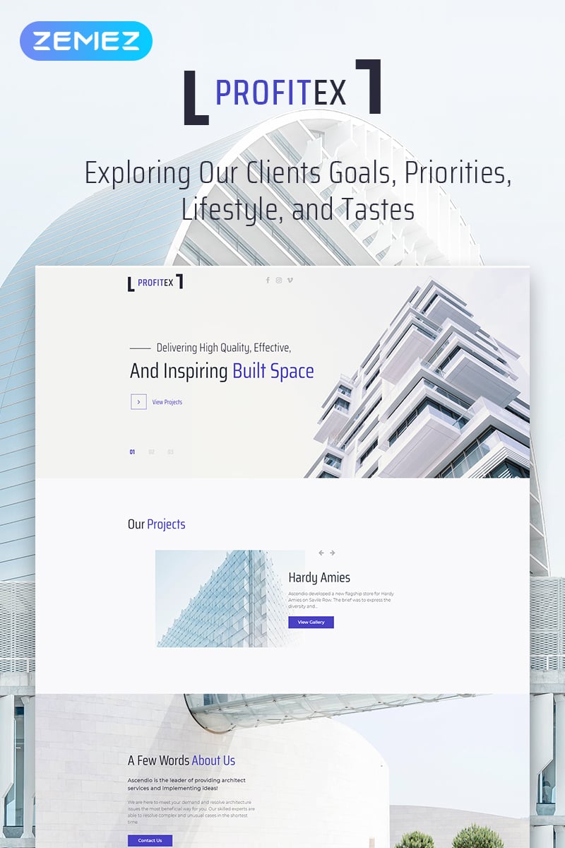 Profitex - Bright Architecture Agency Elementor WordPress Theme - screenshot