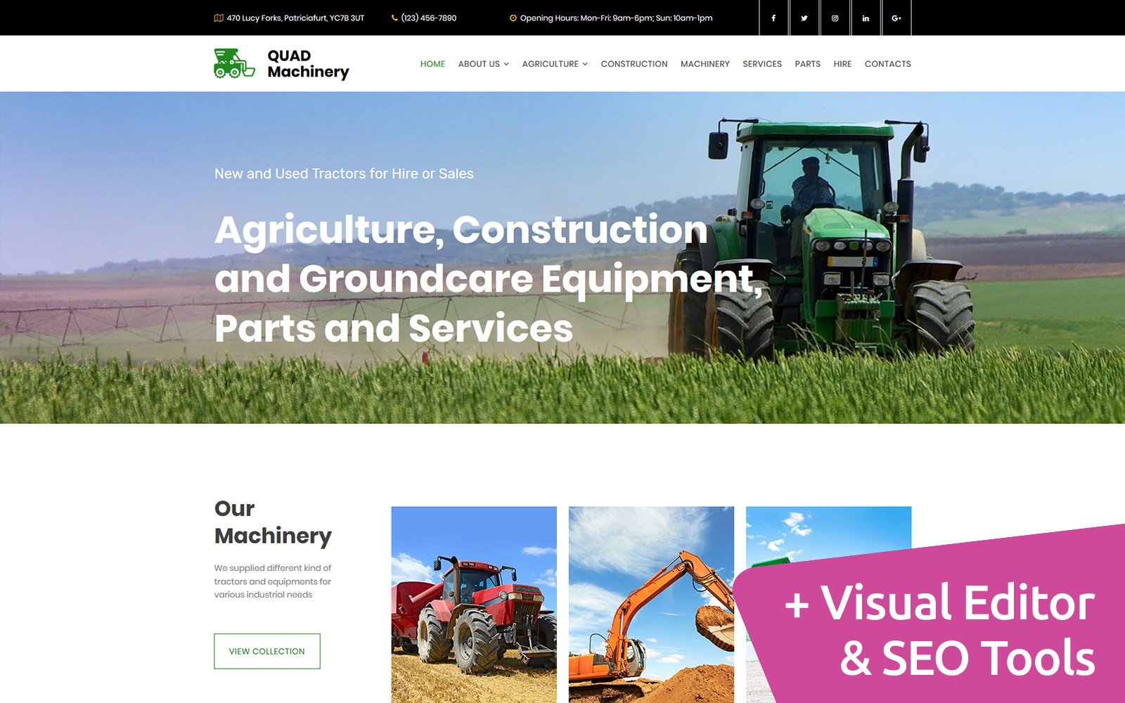 Responsywny szablon Moto CMS 3 Tractor Machinery Premium #68198