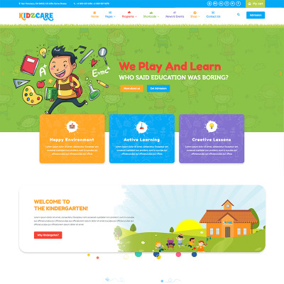 KIDZCARE - Children Day Care Academic Multipurpose Responsive HTML5 Website Template