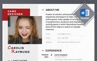 Carolin Raymund - Game Designer Resume Template