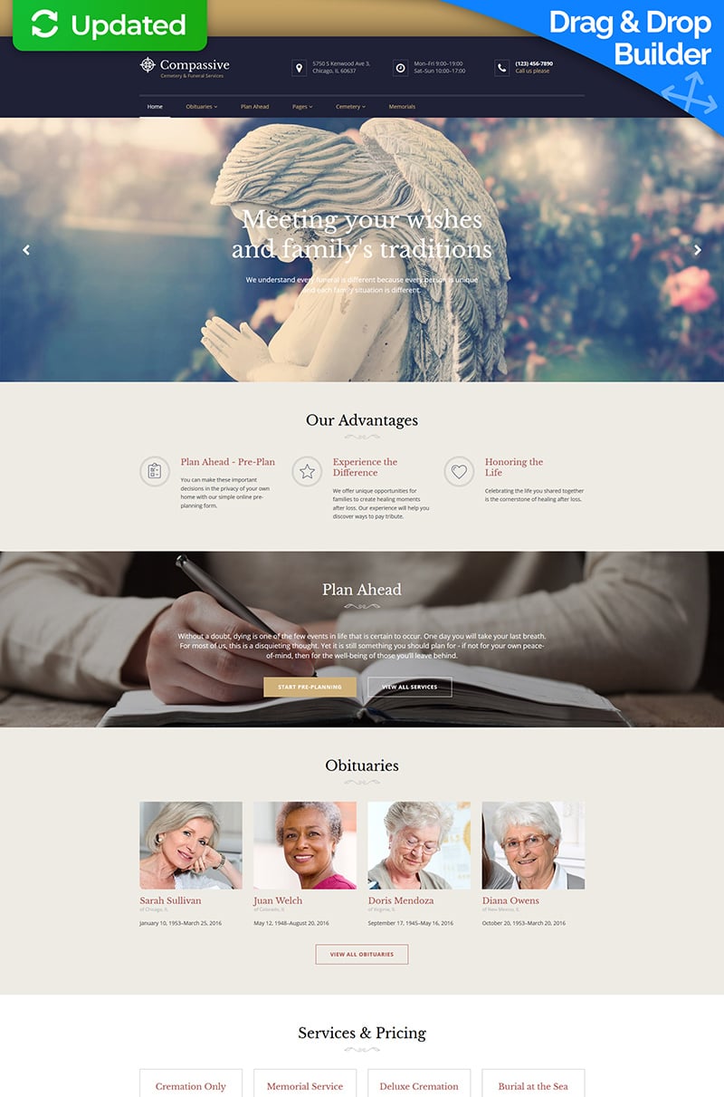 Compassive - Cemetery & Funeral Services Moto CMS 3 Template