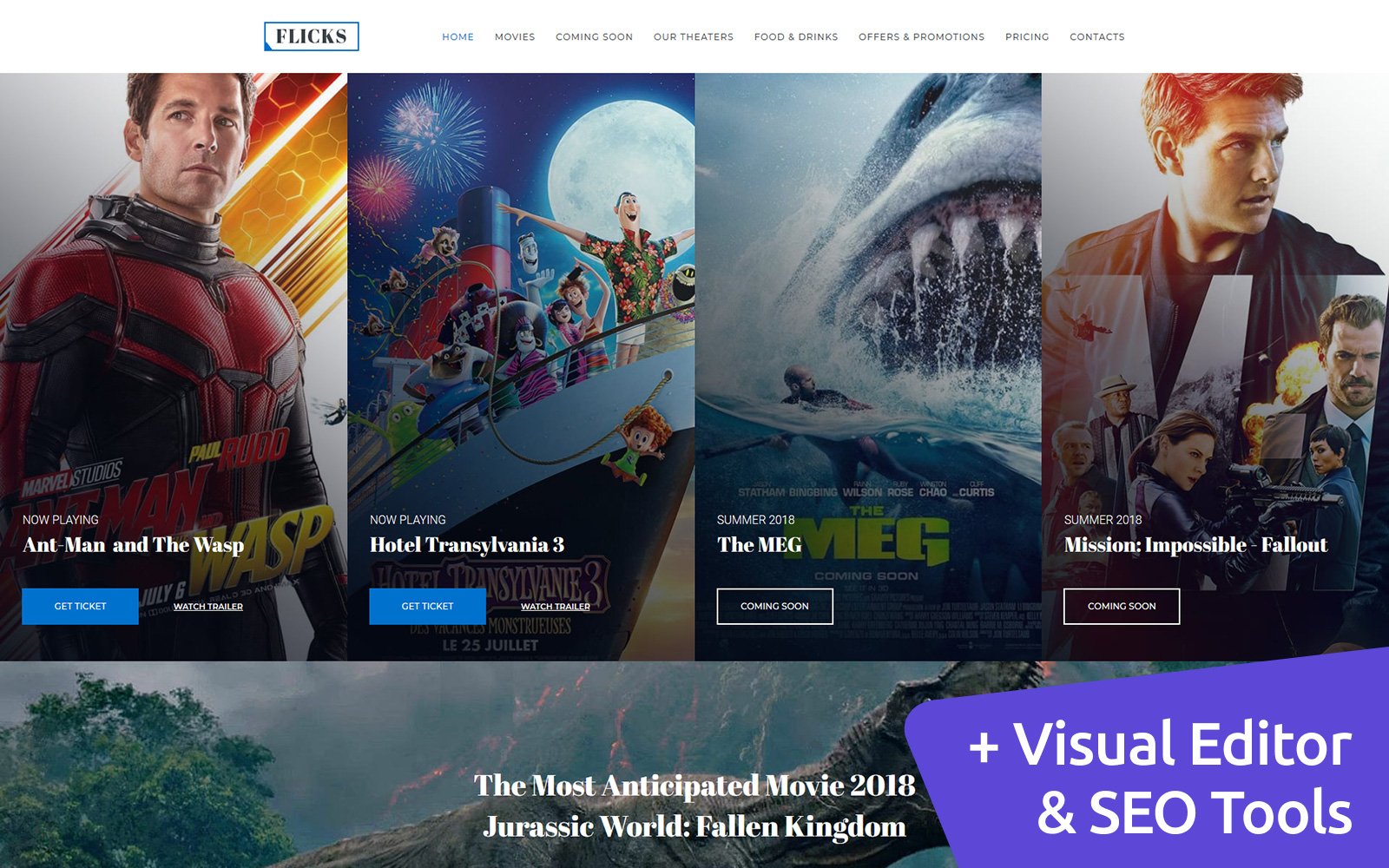 Flicks - Cinema Premium Moto CMS 3 Template