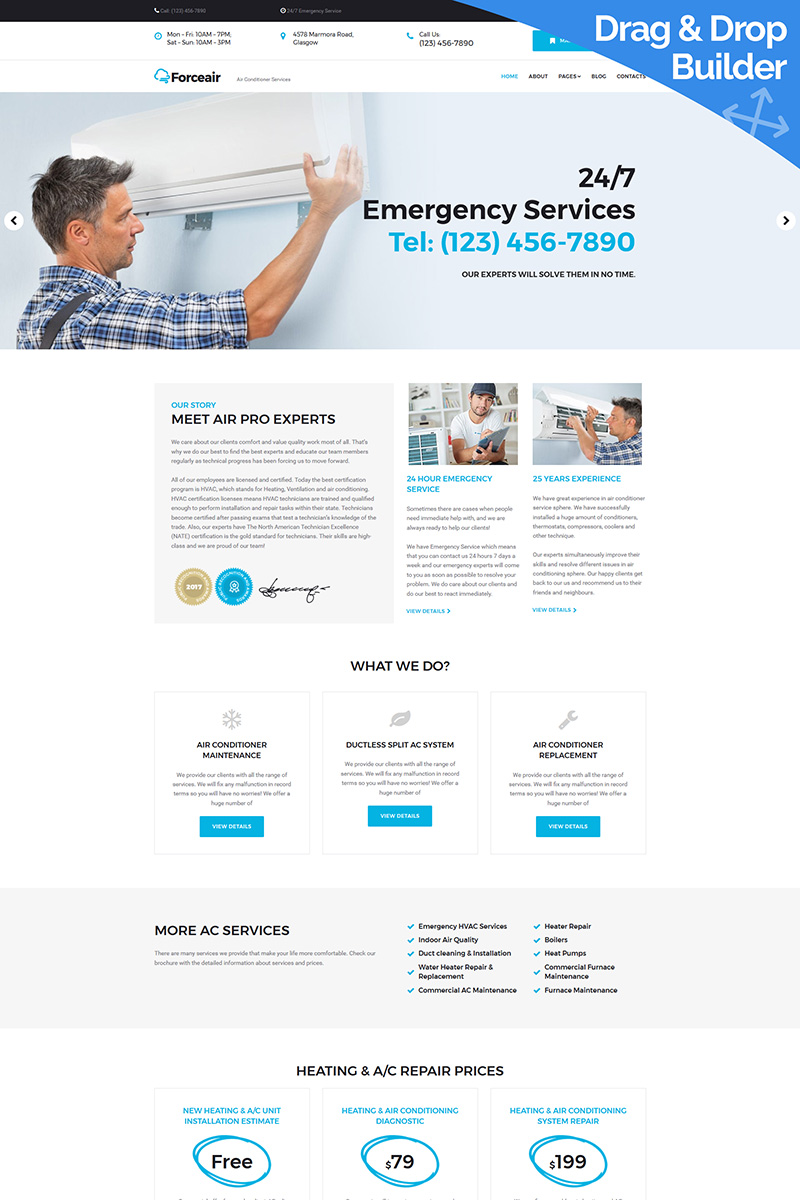 Forceair - Air Conditioning Moto CMS 3 Template - screenshot