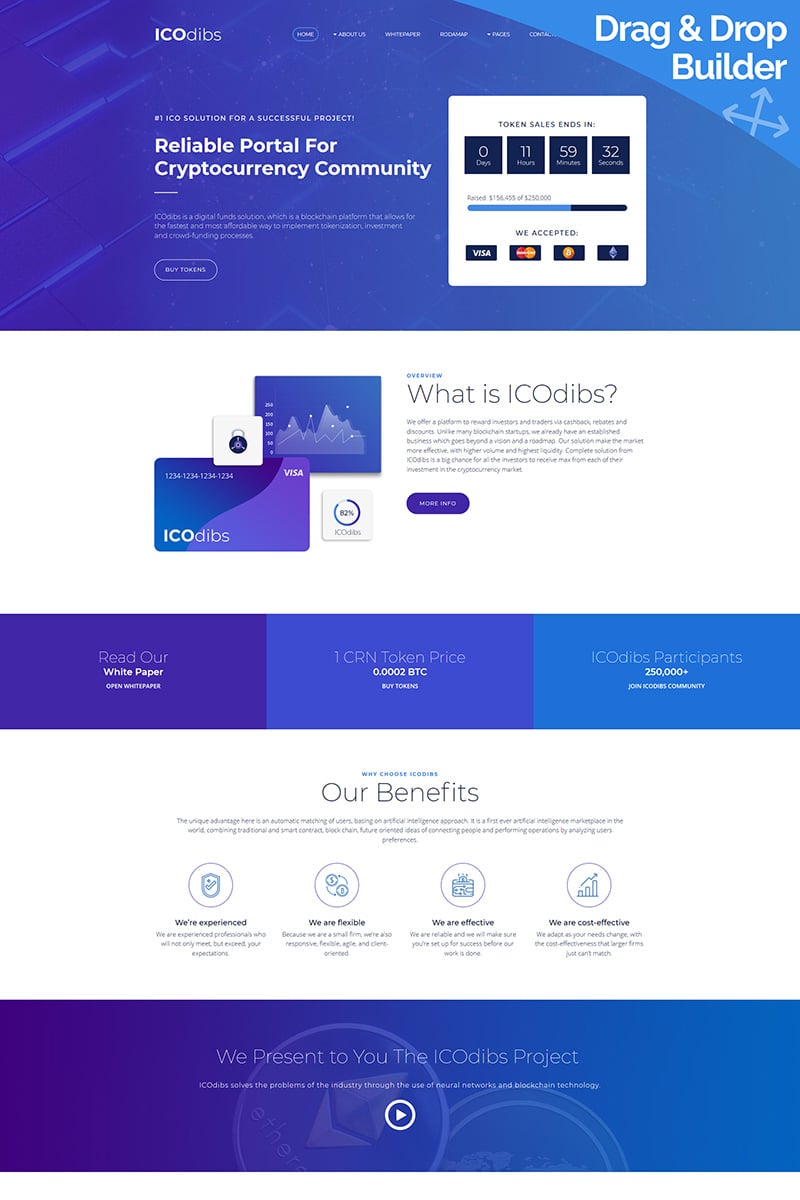 ICOdibs - Cryptocurrency Premium Moto CMS 3 Template