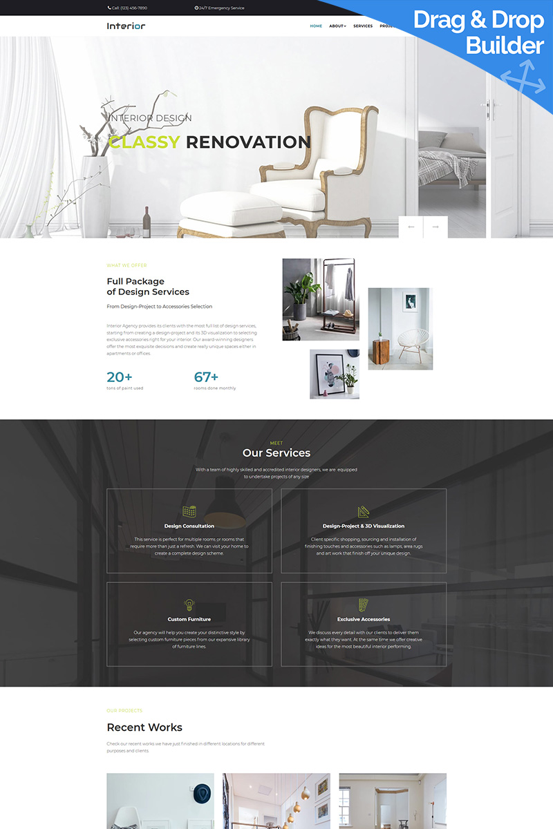 Responsivt Interior Design Company Moto CMS 3-mall #68251