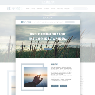 Salvation - Church & Funeral Home Landing Page PSD Template #68258