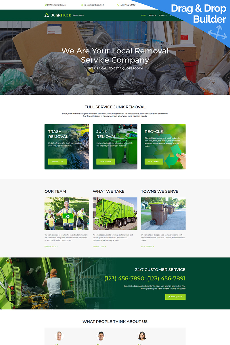 Template Moto CMS 3 Responsive #68257 "JunkTruck - Garbage Removal Service Company"