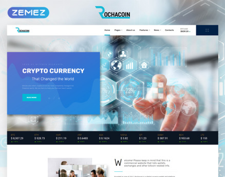 Rochacoin - Cryptocurrency Multipage HTML5 Website Template
