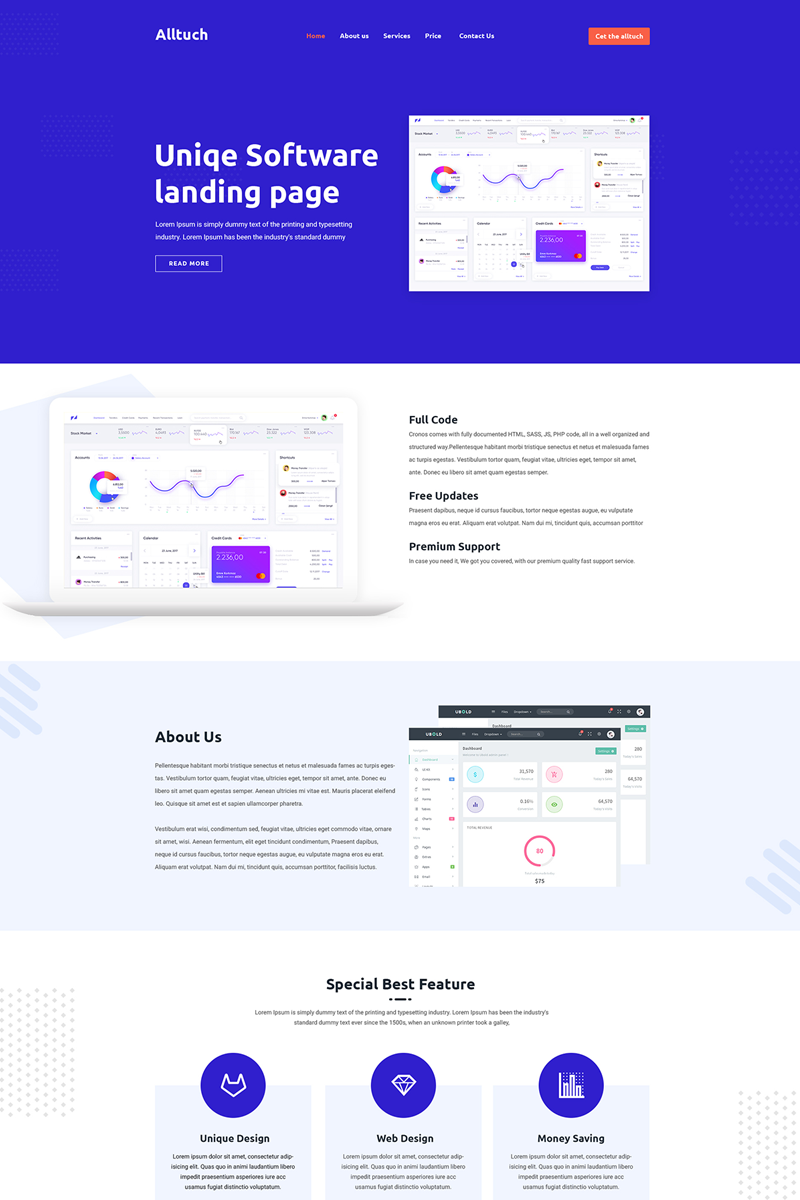 Alltuch - Software Landing Page PSD Template #68307