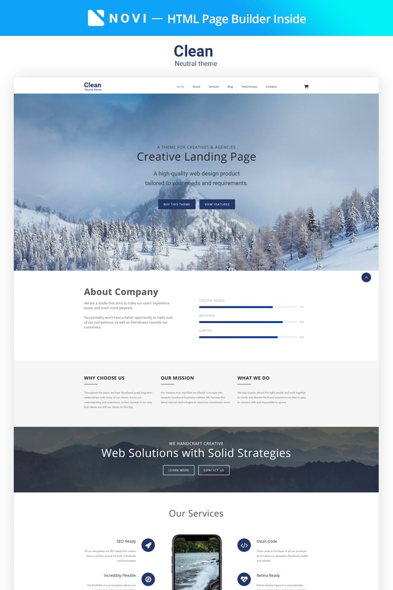 Clear - Simple Creative Agency HTML with Novi Builder №68348 - скриншот