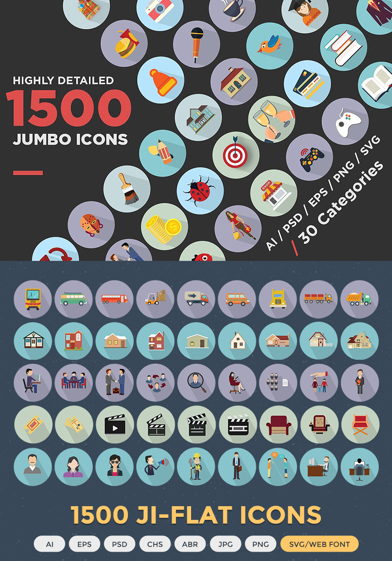 Jumbo Flat Icons Pack Iconset Template #68312