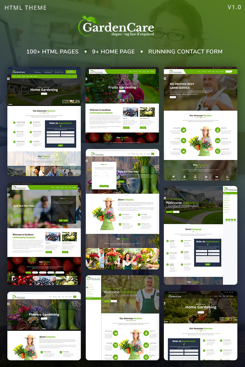 Plantilla Web "GardenCare - Gardening For Flowers, Fruits, Vegetable Planting & Landscaping" #68382