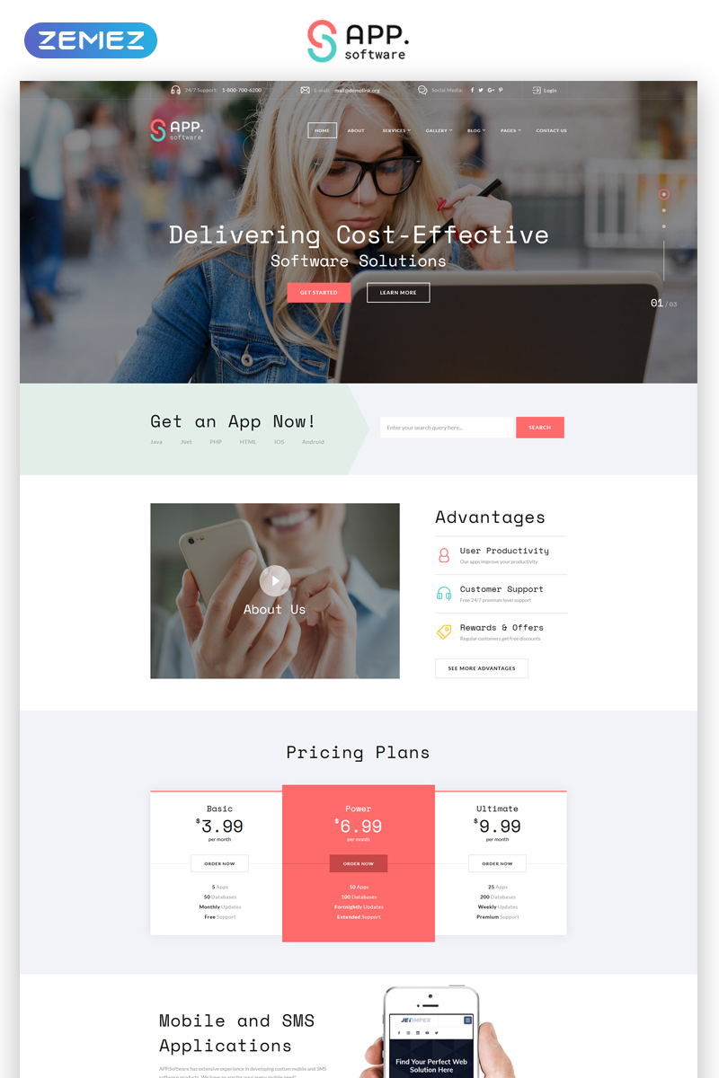Responsive Sapp Software - Cool App Developing Complany Multipage HTML Web Sitesi #68305 - Ekran resmi