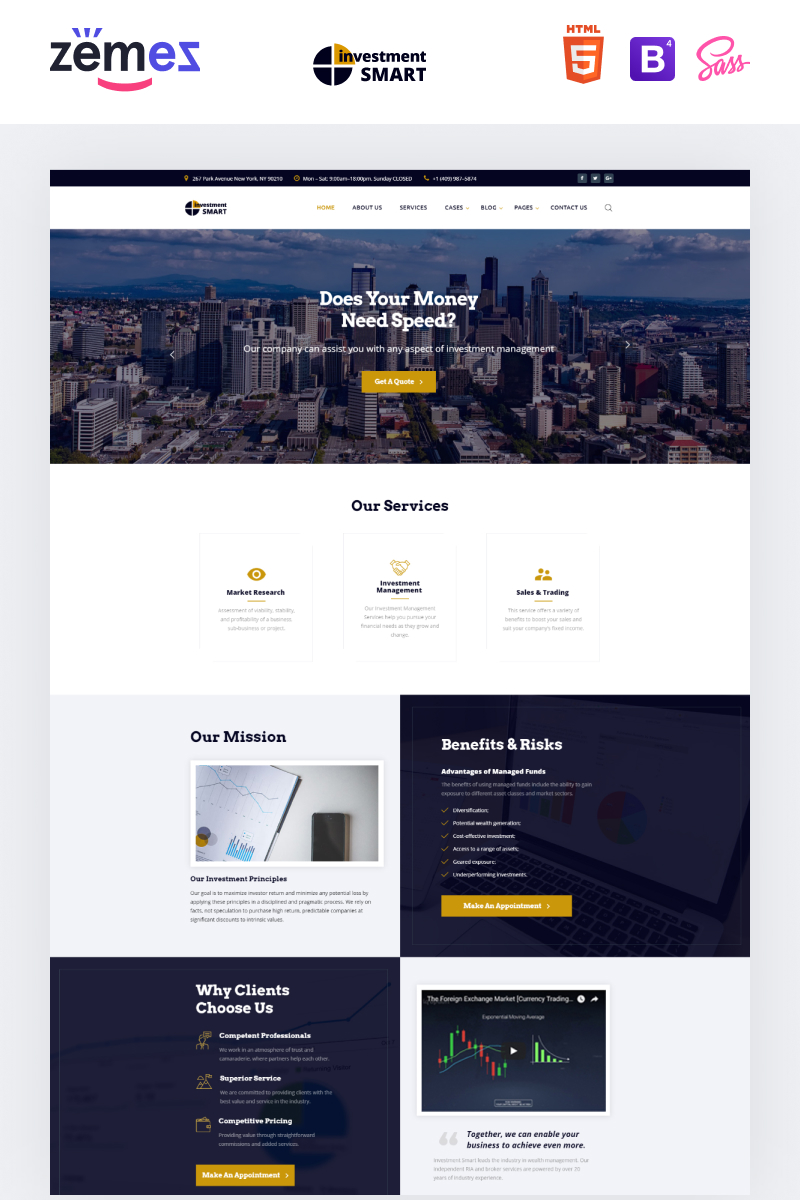 Reszponzív Investment Smart - Solid Investment Agency Multipage HTML Weboldal sablon 68347