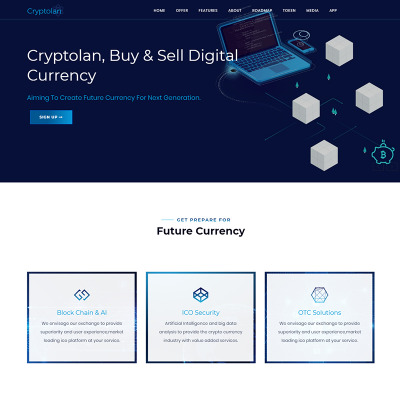 Template WordPress #68311 "Cryptolan - ICO, Bitcoin and Cryptocurrency Landing" #68311