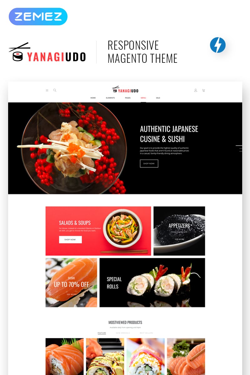 YanagiUdo - Japanese Restaurant Magento Theme