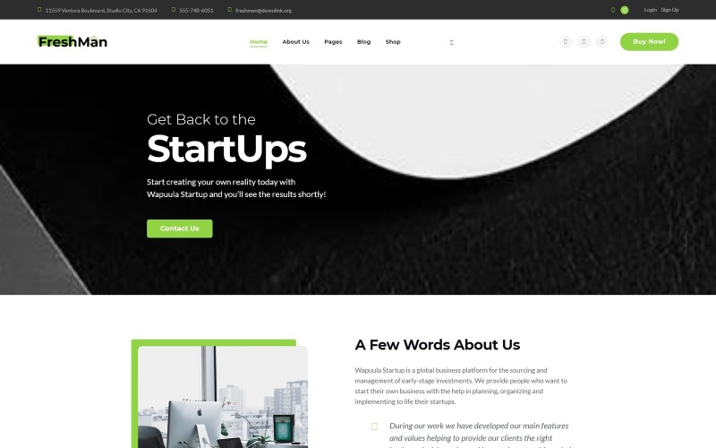 Freshmen - Startup Company WordPress Elementor Theme WordPress Theme