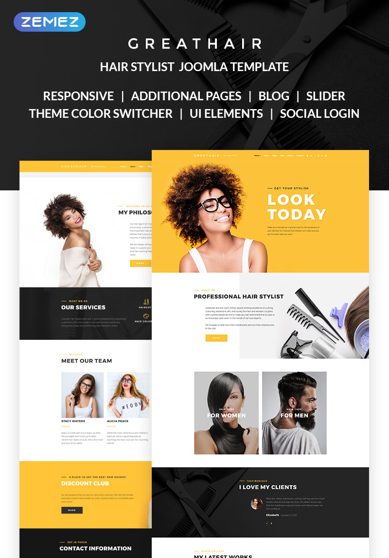 Greathair Fancy Hair Stylist Joomla Template 68467