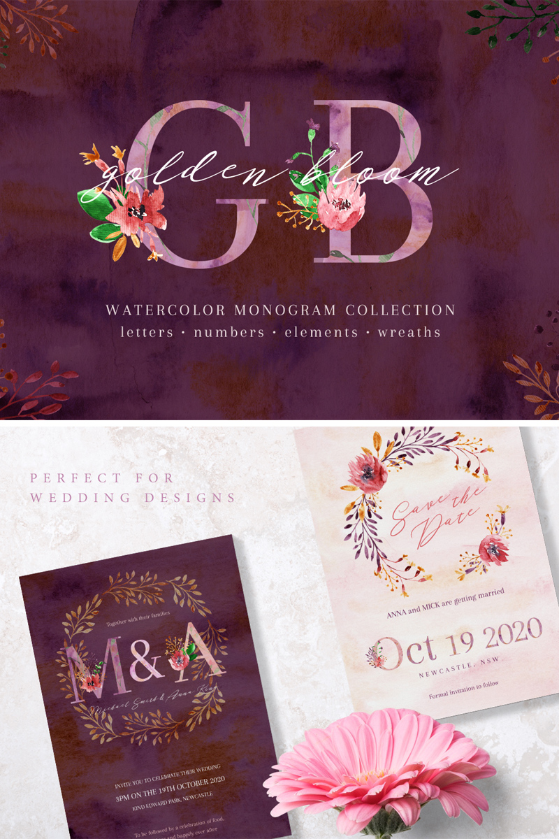 Ilustración "Golden Bloom - Monogram" #68529 - captura de pantalla