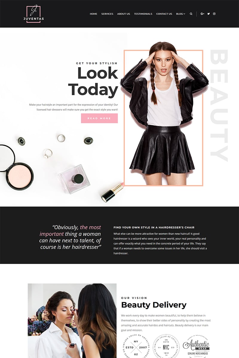 Juventas - Salon Elementor WordPress Theme - screenshot