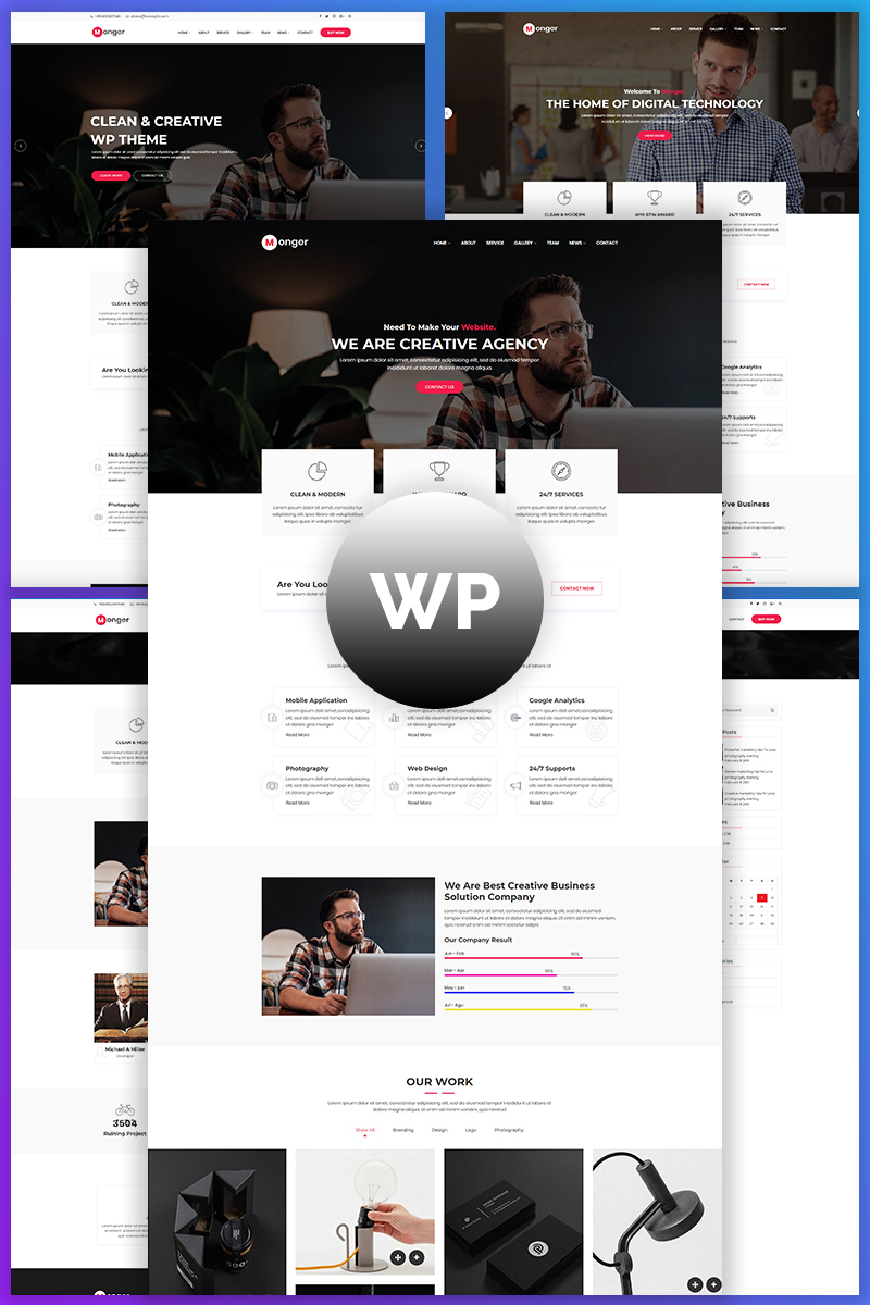 "Monger - Multipurpose Responsive" Responsive WordPress thema №68533