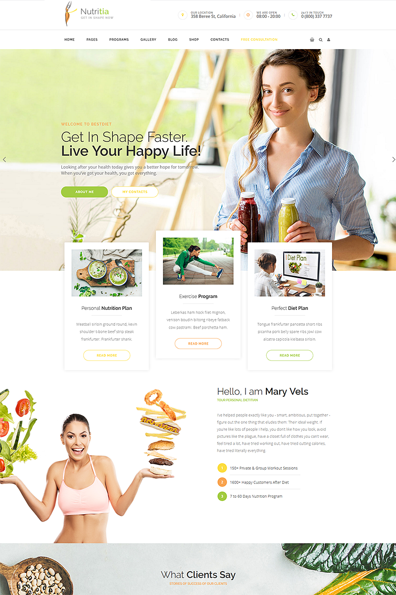 "Nutritia - Healthy Nutrition and Dietology ." thème WordPress adaptatif #68597