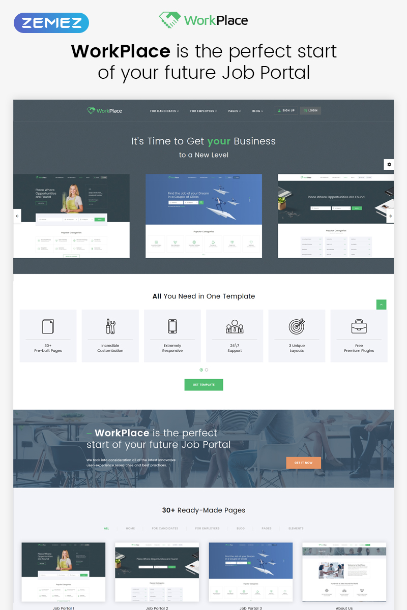 Plantilla Web "WorkPlace - Job Portal Multipage HTML5" #68598