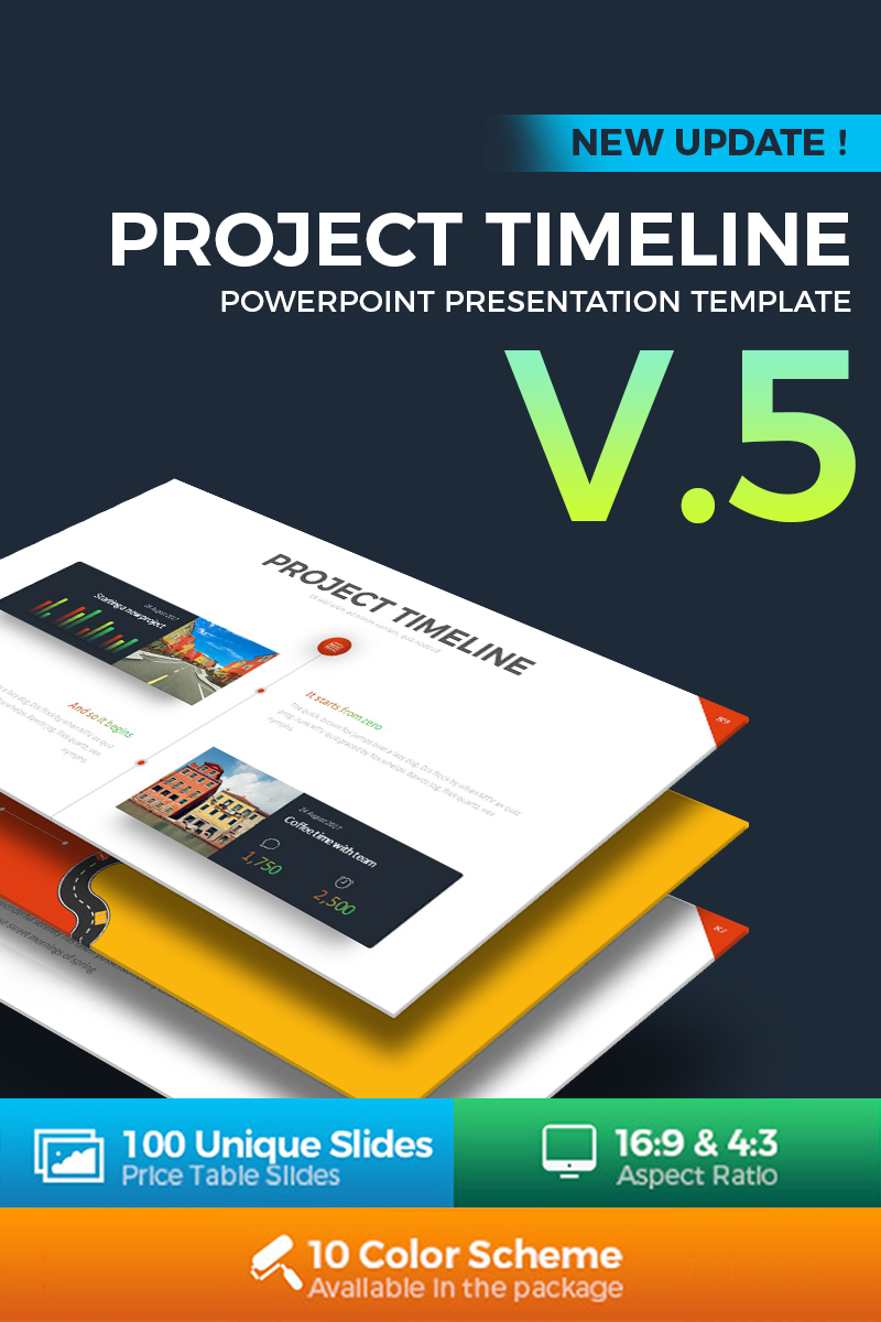 PowerPoint Vorlage namens "Project Timeline v5 -" #68588 - Screenshot