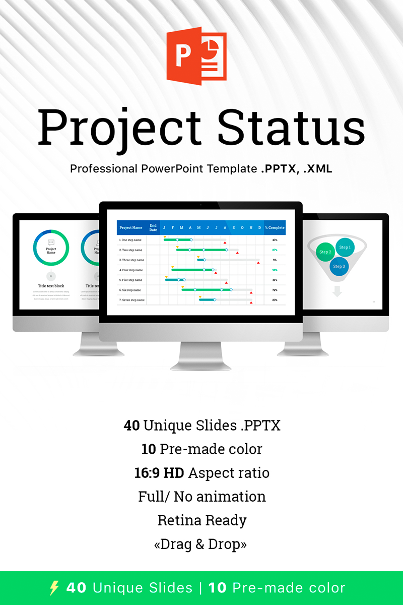 Project Status Professional Powerpoint Template 68531