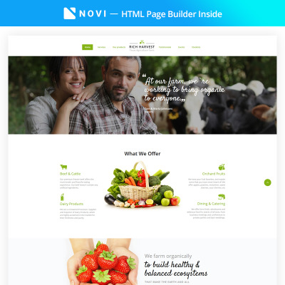 Шаблон посадочной страницы "Rich Harvest - Farming HTML5 with Built-In Novi Builder" #68507